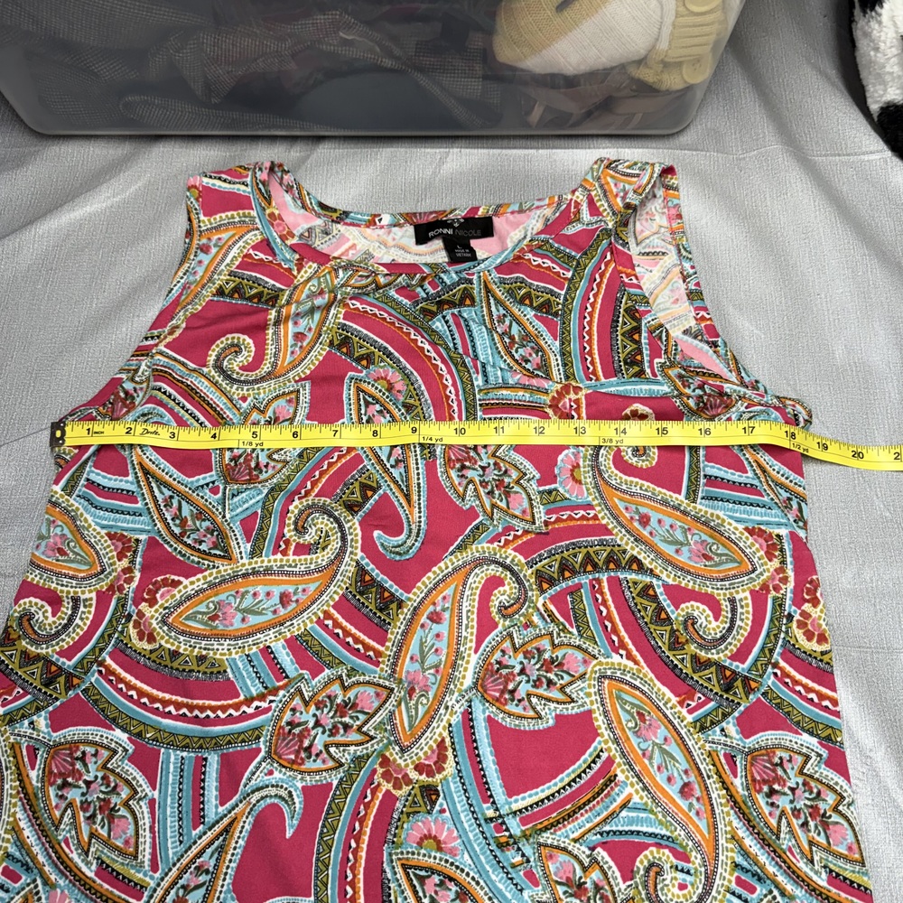 Ronni Nicole Paisley Shift Dress Womens L Colorblock - Picture 5 of 7